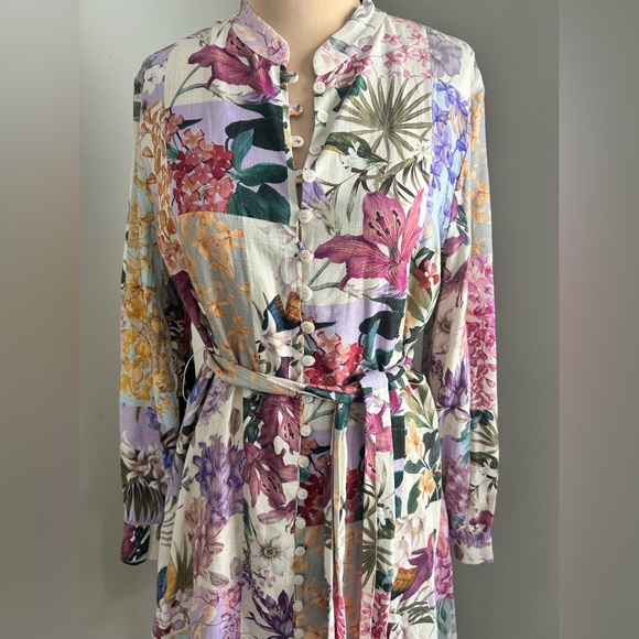 Zara Floral Dress with Tie Waist - Picture 2 of 6